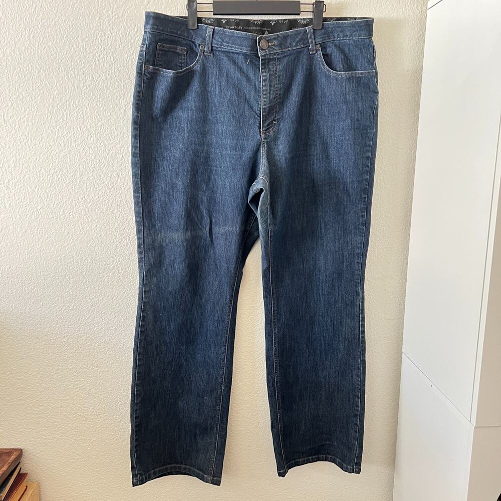 Merona Womens No Gap Elastic Waistband Jeans Sz 20W Straight‎ leg Comfort Basic